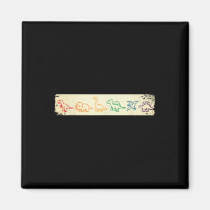 Aimant Joli Dinosaure Arc-en-ciel Dessin au Trait Coloré
