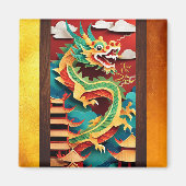 Aimant Joli Dragon chinois Année Anniversaire Origami SqM (Devant)