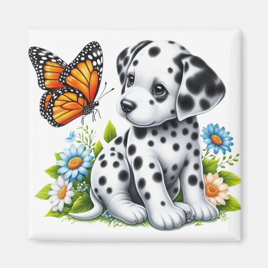 Aimant Joli(e) ami(e) dalmate/papillon (Devant)