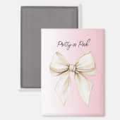 Aimant Joli en rose ruban crème (Recto/Verso)