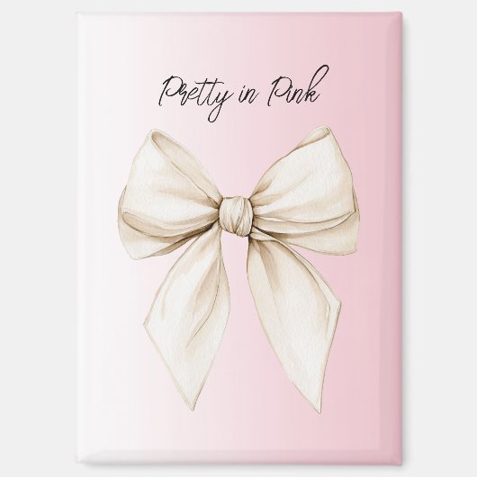 Aimant Joli en rose ruban crème (Recto)