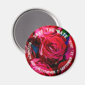 Aimant Joli Ensemble De Roses Rouges (Recto/Verso)