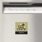 Aimant Joli entraîneur Cheer personnalisé Or et noir (In Situ (Lave-vaisselle))