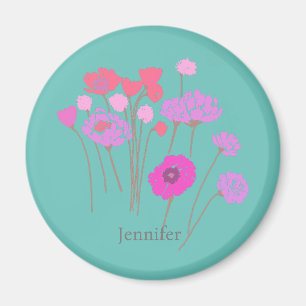 Aimant Joli Floral moderne Turquoise