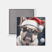 Aimant Joli French Bulldog Père Noël Noël Conception (Recto/Verso)