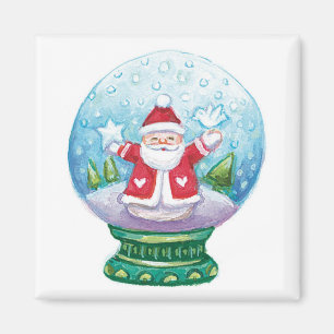 Aimant Joli globe de neige de Noël avec le Père Noël, l'é