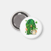 Aimant Joli gnome de la Saint-Patrick buvant du café (Recto/Verso)