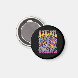 Aimant Joli groove rétro axolotl tripant années 70 hippie