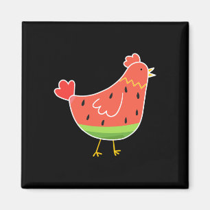 Aimant Joli Imprimé Pastèque Amoureux De Poulet Agriculte