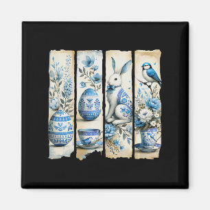Aimant Joli Jay Bleu Oeufs De Lapin De Pâques Fleurs Sac