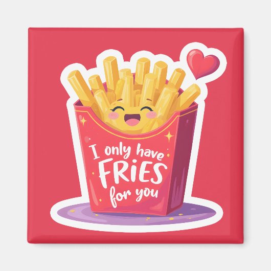 Aimant Joli jeu de mots sur les frites pour la Saint-Vale (Devant)