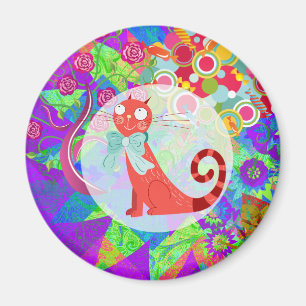 Aimant Joli Kitty Crazy Cat Lady Dons Vibrant Coloré