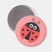 Aimant Joli Ladybug avec les coeurs comme taches (Recto/Verso)