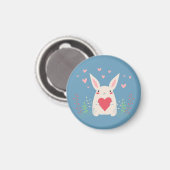 Aimant Joli Lapin Blanc Au Coeur (Recto/Verso)