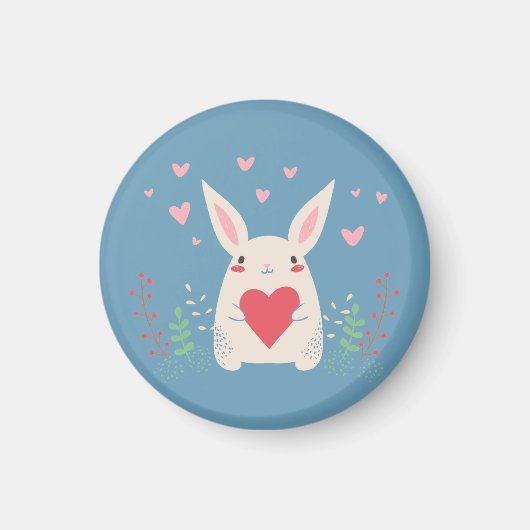 Aimant Joli Lapin Blanc Au Coeur (Devant)