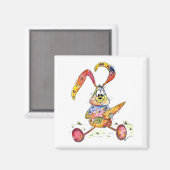 Aimant Joli lapin blanc coloré avec carotte (Recto/Verso)
