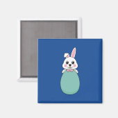 Aimant Joli lapin blanc tenant l'oeuf de Pâques (Recto/Verso)