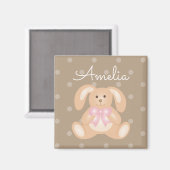 Aimant Joli Lapin De Lapin De Ruban Rose Cudly Ajouter Vo (Recto/Verso)