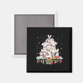 Aimant Joli lapin de Noël Arbre lapins blancs entouré (Recto/Verso)