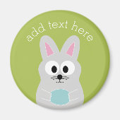 Aimant Joli lapin de Pâques avec oeuf et nom personnalisé (Devant)