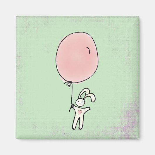 Aimant Joli lapin tenant un ballon Illustration (Devant)