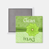 Aimant Joli Lave-vaisselle Floral Vert (Recto/Verso)