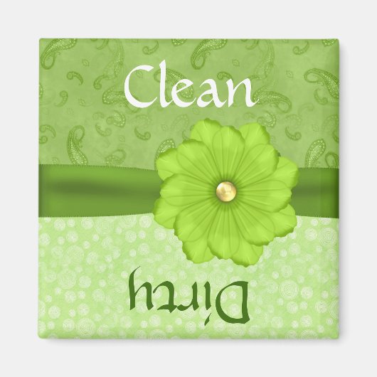 Aimant Joli Lave-vaisselle Floral Vert (Devant)