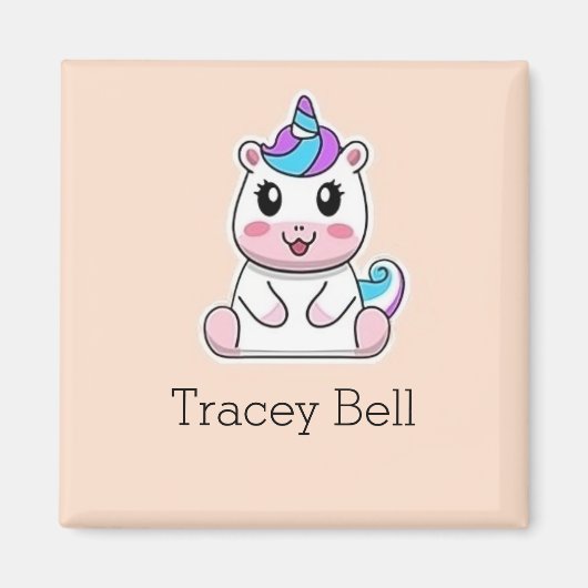 Aimant Joli licorne blanc rose (Devant)