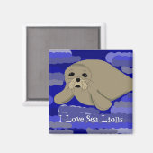Aimant Joli lion de mer de dessin animé (Recto/Verso)