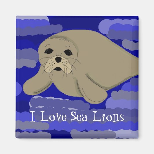 Aimant Joli lion de mer de dessin animé (Devant)