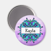 Aimant Joli Mandala violet et bleu (Recto/Verso)