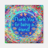 Aimant Joli Merci amis Inspirivity Blue Floral (Devant)