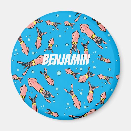 Aimant Joli motif caricature de calmar rose (Devant)