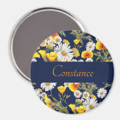 Aimant Joli Motif Chamomile & Poppies Personnalisé (Recto/Verso)