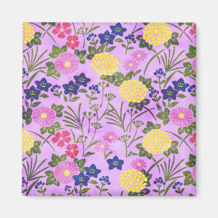 Aimant Joli motif de fleurs vintage violet