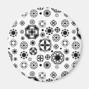 Aimant Joli motif décoratif arabesque noir et blanc
