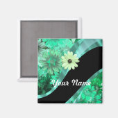 Aimant Joli motif floral vert (Recto/Verso)