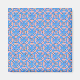 Aimant Joli motif géométrique Cercles roses sur fond bleu