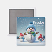 Aimant Joli Neige Frosty Adorable en hiver froid (Recto/Verso)