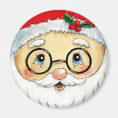 Aimant Joli Noël Aquarelle Père Noël Face (Devant)