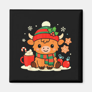 Aimant Joli Noël Highland Cow Génisse Xmas Ferme Anima
