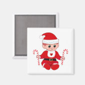 Aimant Joli Noël Père Noël Baby Elf & Sucres de canne (Recto/Verso)