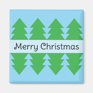 Aimant Joli Noël Simple Arbre Design Bleu