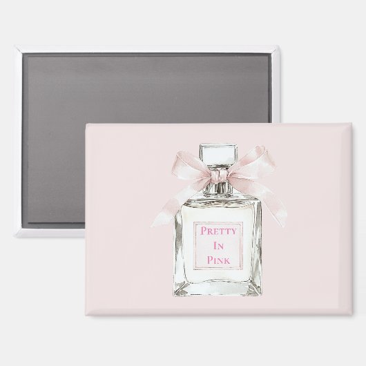 Aimant Joli nœud de bouteille de parfum rose (Recto/Verso)