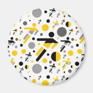 Aimant Joli noir jaune football motif