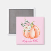 Aimant Joli nom petite citrouille florale rose printemps (Recto/Verso)