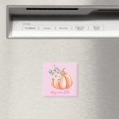 Aimant Joli nom petite citrouille florale rose printemps (In Situ (Lave-vaisselle))