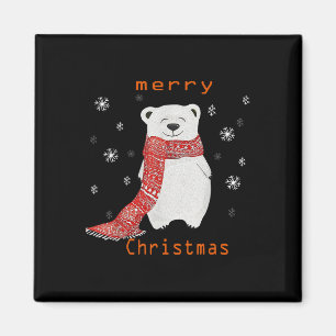 Aimant Joli ours polaire écharpe Joyeux Noël Xmas Fêtes
