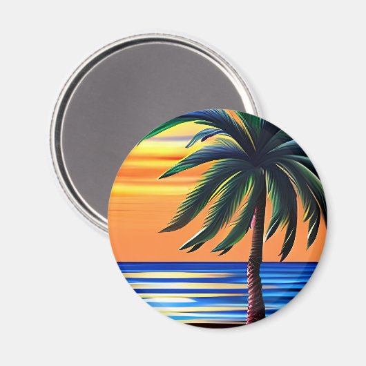 Aimant Joli palmier tropical soufflant dans le vent (Recto/Verso)