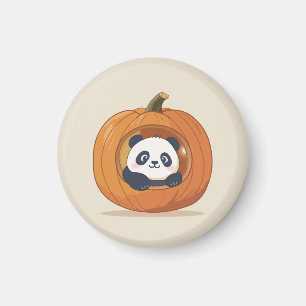 Aimant Joli Panda de Halloween en Citrouille